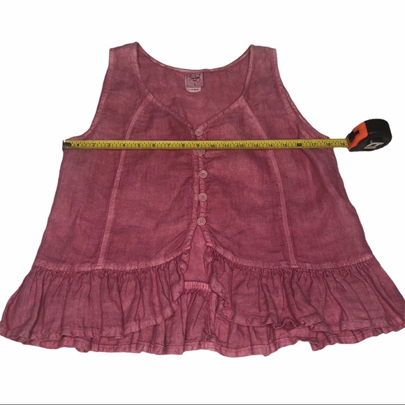 Sunday St Tropez Pink Linen Ruffle Tank S - Picture 9 of 14
